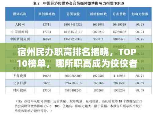 宿州民办职高排名揭晓,TOP10榜单,哪所职高成为佼佼者?