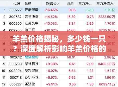 羊羔价格揭秘，多少钱一只？深度解析影响羊羔价格的背后因素！